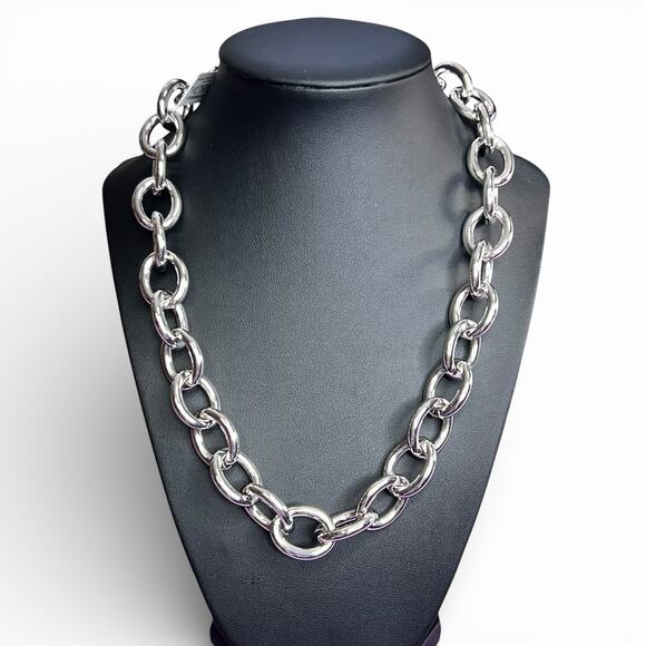 Michael Kors Jewelry - Michael Kors MKJ841800040 Silver Platinum-Plated Brass Curb Link Necklace NWT